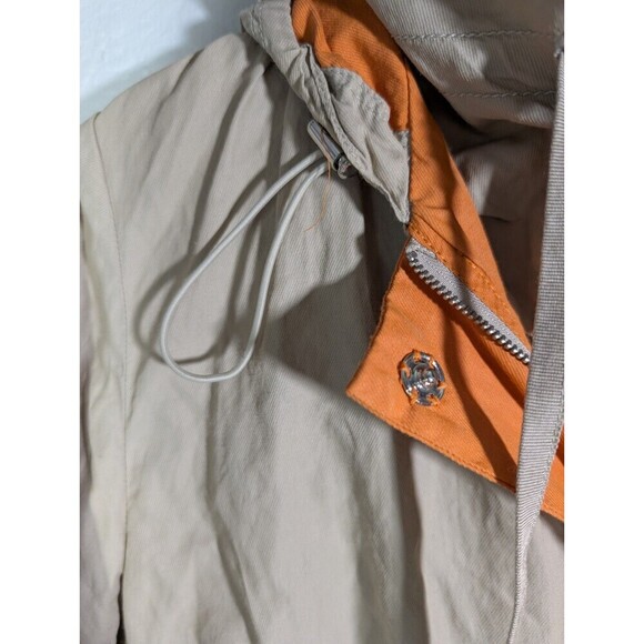 Tahari Windbreaker Hooded Light Jacket Beige Orange Medium - Picture 6 of 12